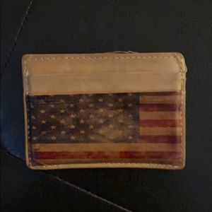 Rustic faux leather American flag wallet